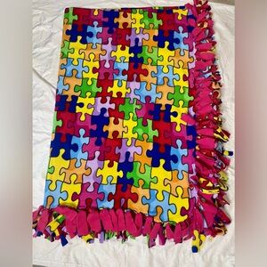 Vibrant Puzzle Piece Kids Blanket For Twin or Full bed